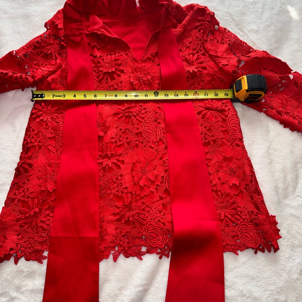 Tuckernuck Red Floral Lace Blouse - Picture 13 of 14